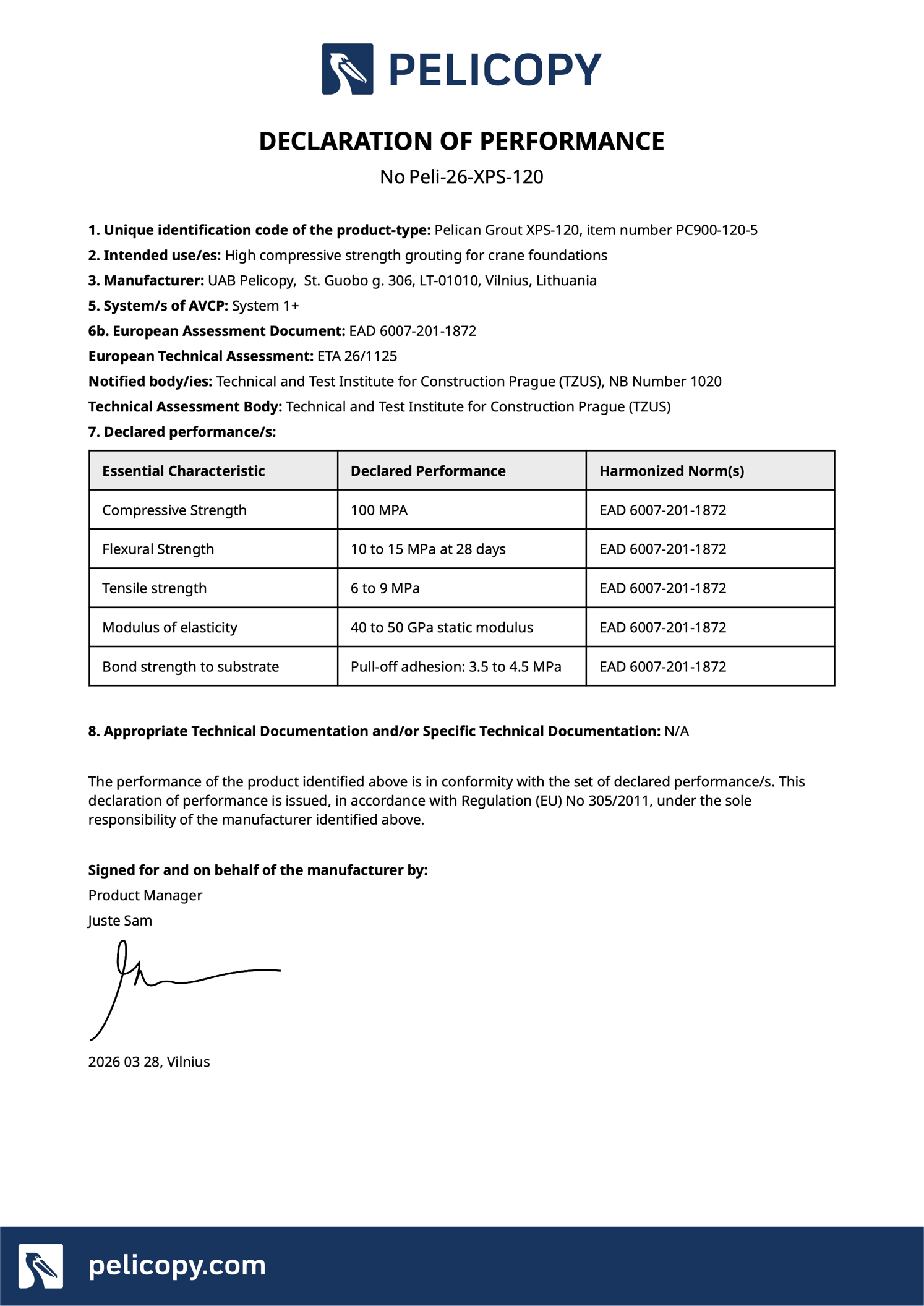 Declaration of Performance in EN