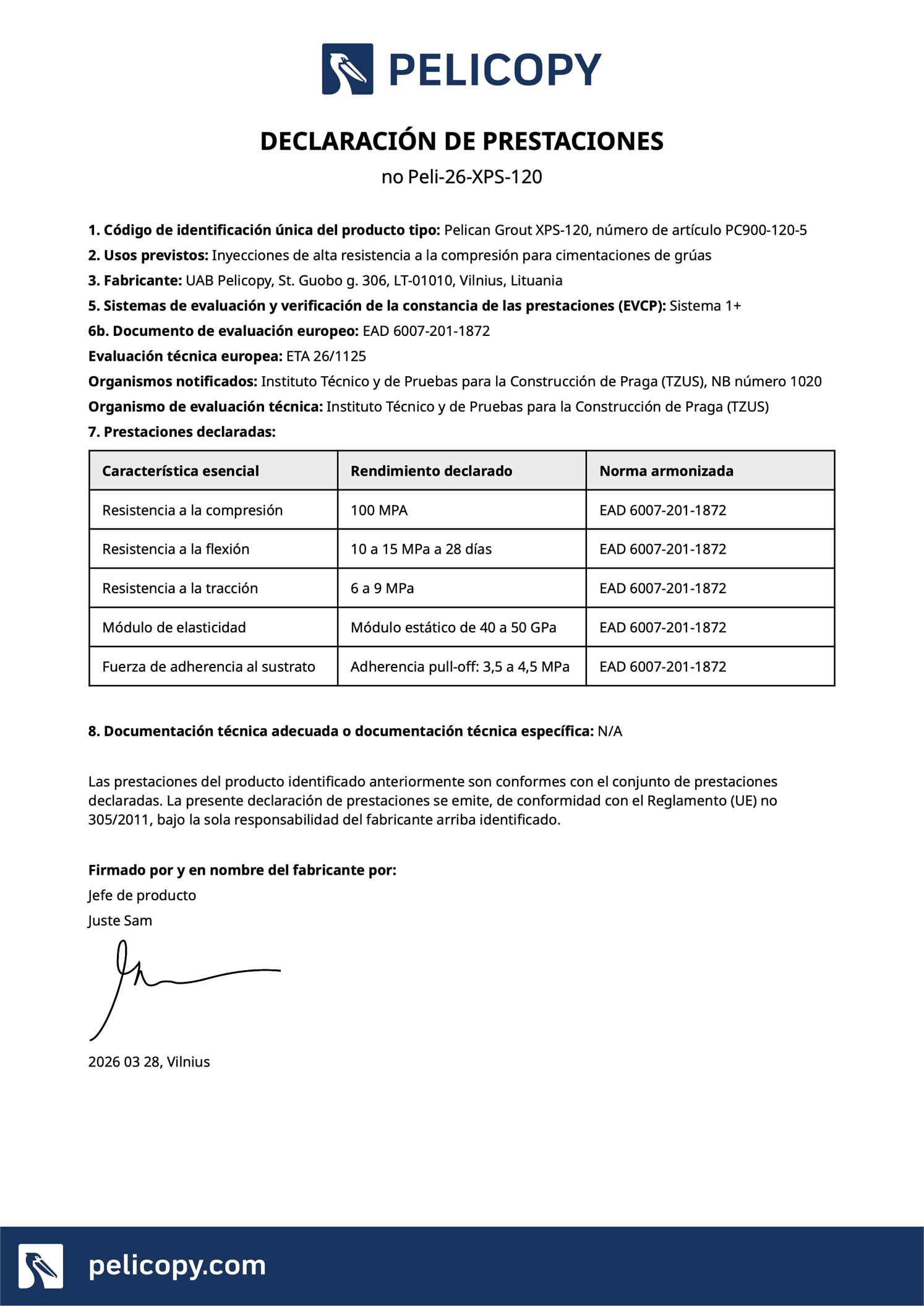 Declaration of Performance in ES