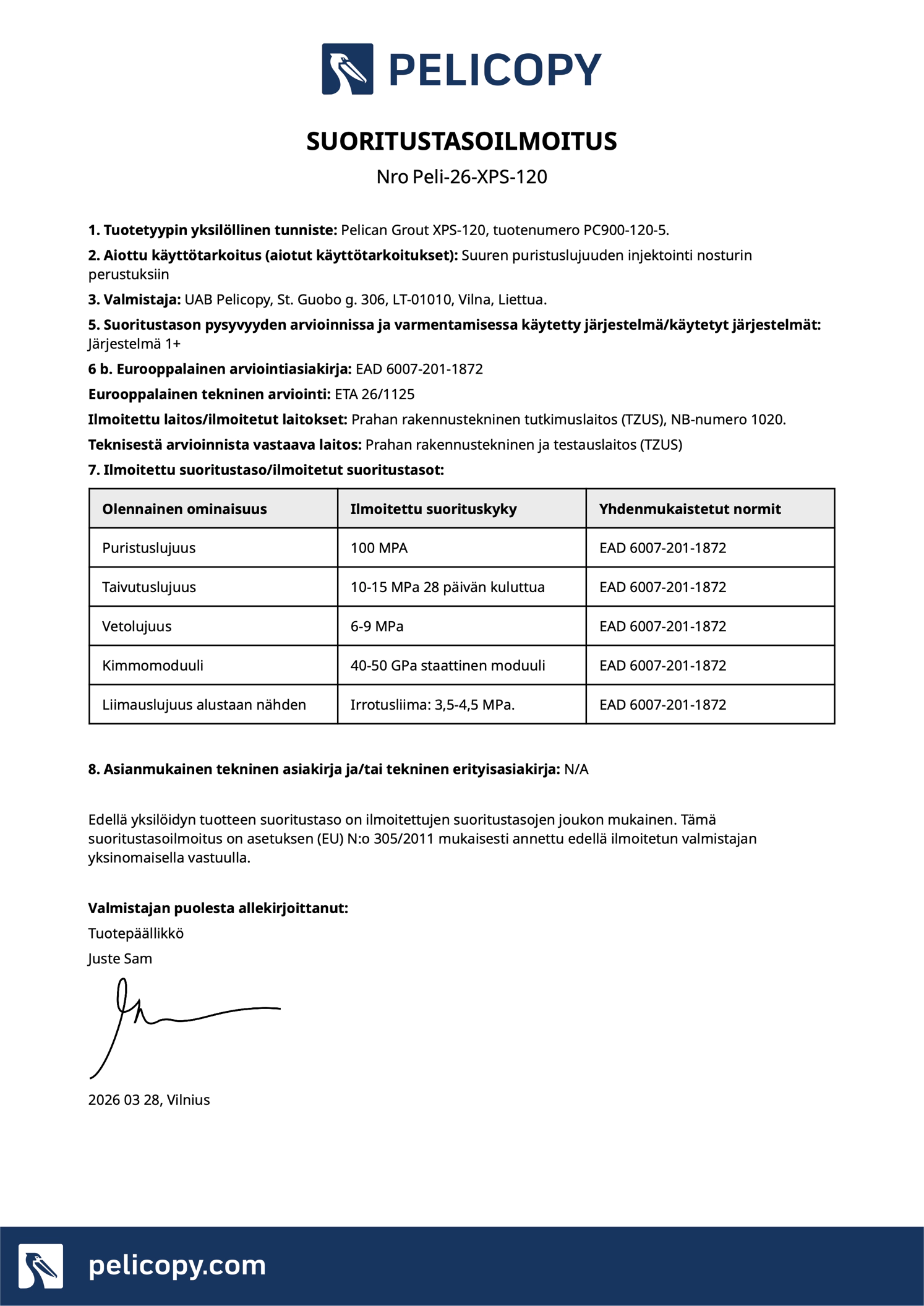 Declaration of Performance in FI