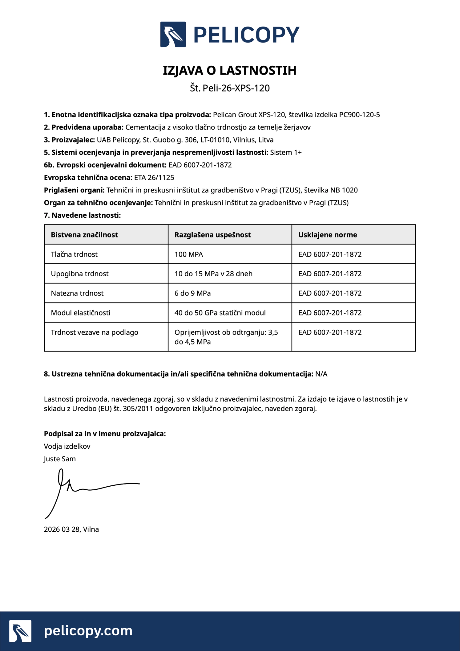 Declaration of Performance in SL
